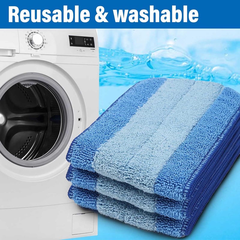 Panda Grip 16.5 inch Mop Pads Refills, 3 Pack Microfiber Reusable Replacement Mop Pads Flat Replacements Heads for Wet Or Dry Floor Cleaning and Scrubbing, Blue Cloth - Image 5
